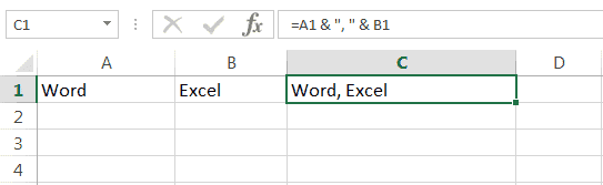 Оператор конкатенации в Excel
